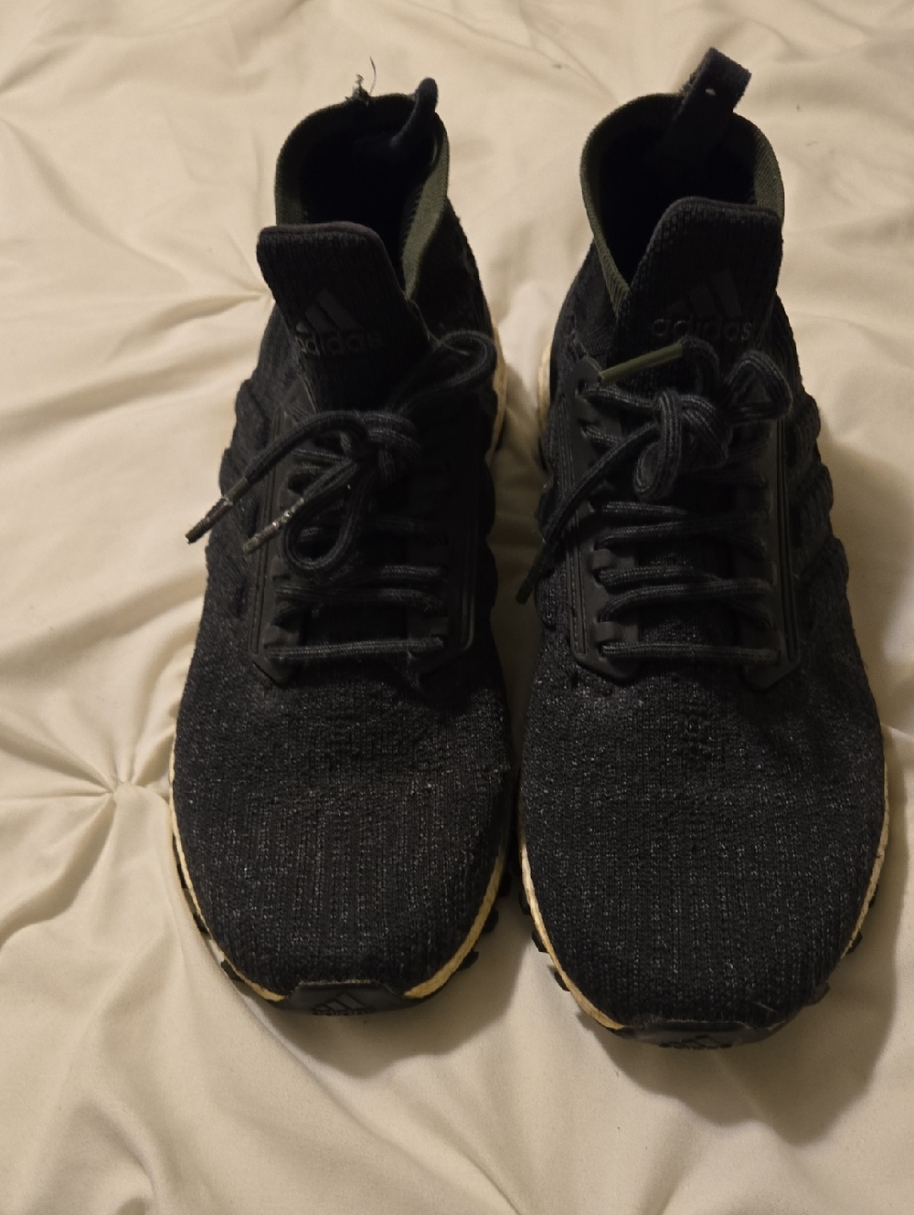 adidas Men’s Black Knit Sneakers with Cream Midsole